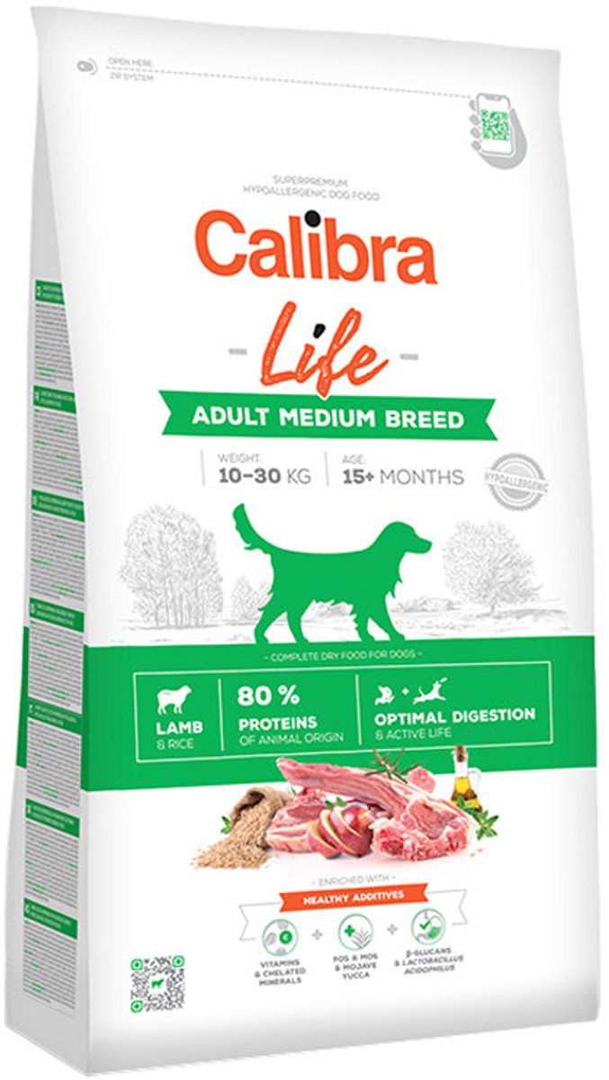 Calibra dog life adulte race moyenne - agneau - 12 kg