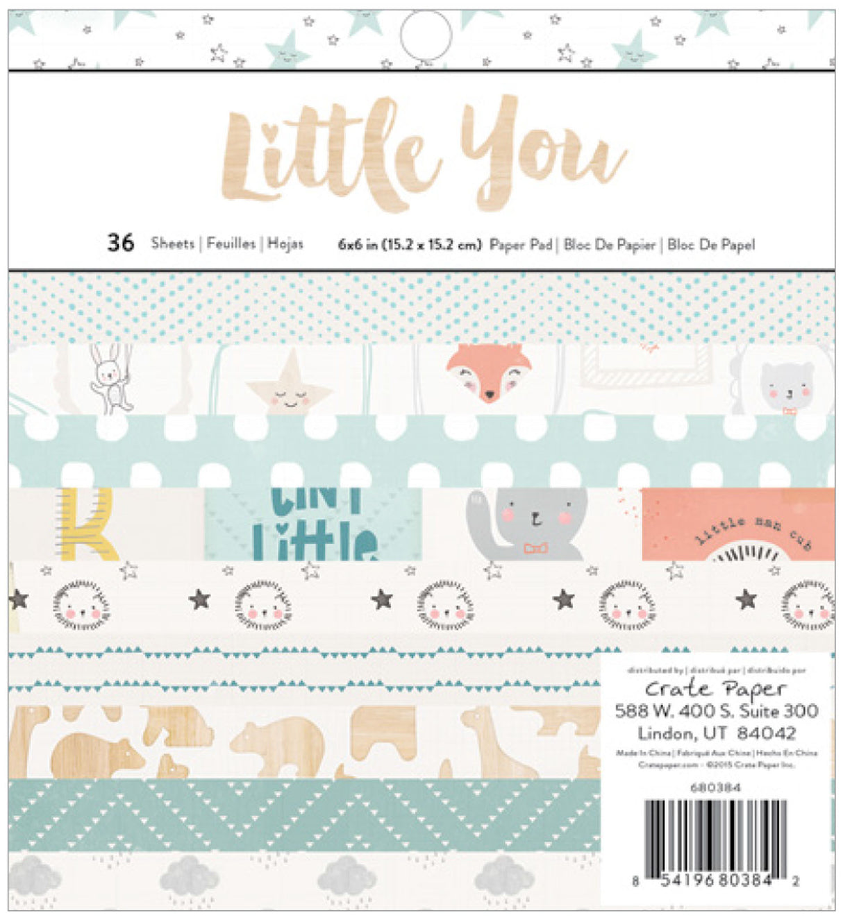 Papier caisse • bloc de papier 15,2x15,2cm Little You Boy 36 feuilles