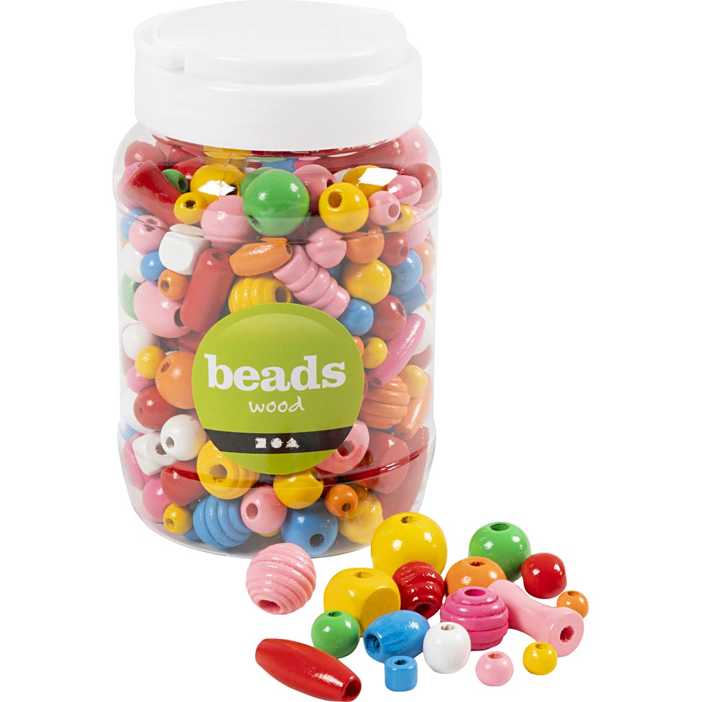 Perles en bois de couleur Creativ company, 460 pièces.