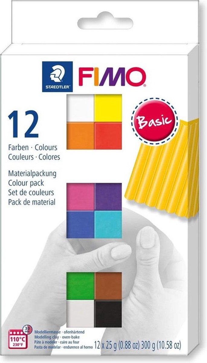 Fimo® soft, couleurs standards, 12x25 gr 1 boîte