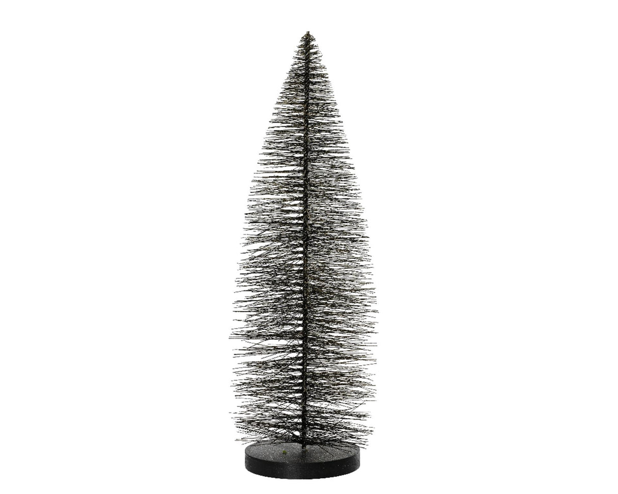 Decoris statue sapin de Noël noir et doré 20cm