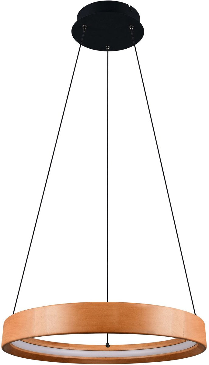 Trio lynwood - lampe suspendue - couleur bois - incl. 1x SMD 28 W - dimmable avec interrupteur - montage au plafond - fonction mémoire - réglable en hauteur - certificat FSC