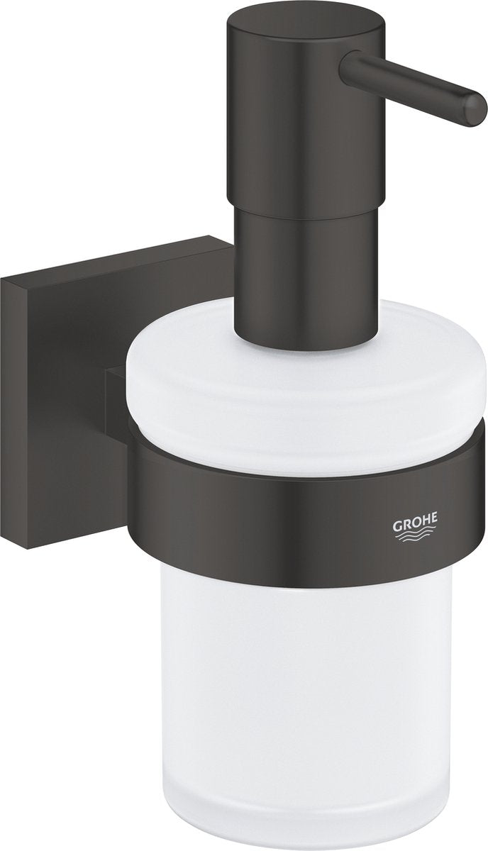 Distributeur de savon Grohe quickfix start cube avec support - 160 ml - noir mat