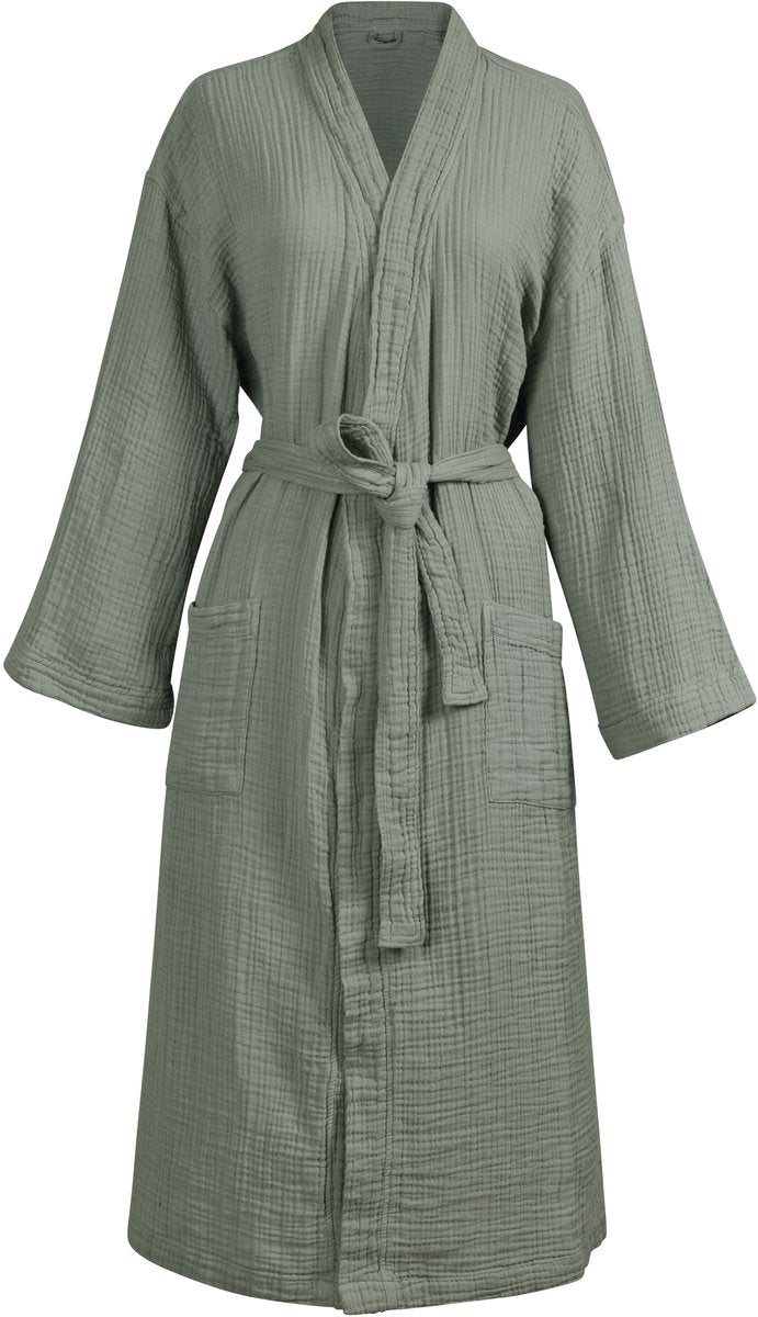 Vtwonen gentle embrace bathrobe badjas - saliegroen - s m