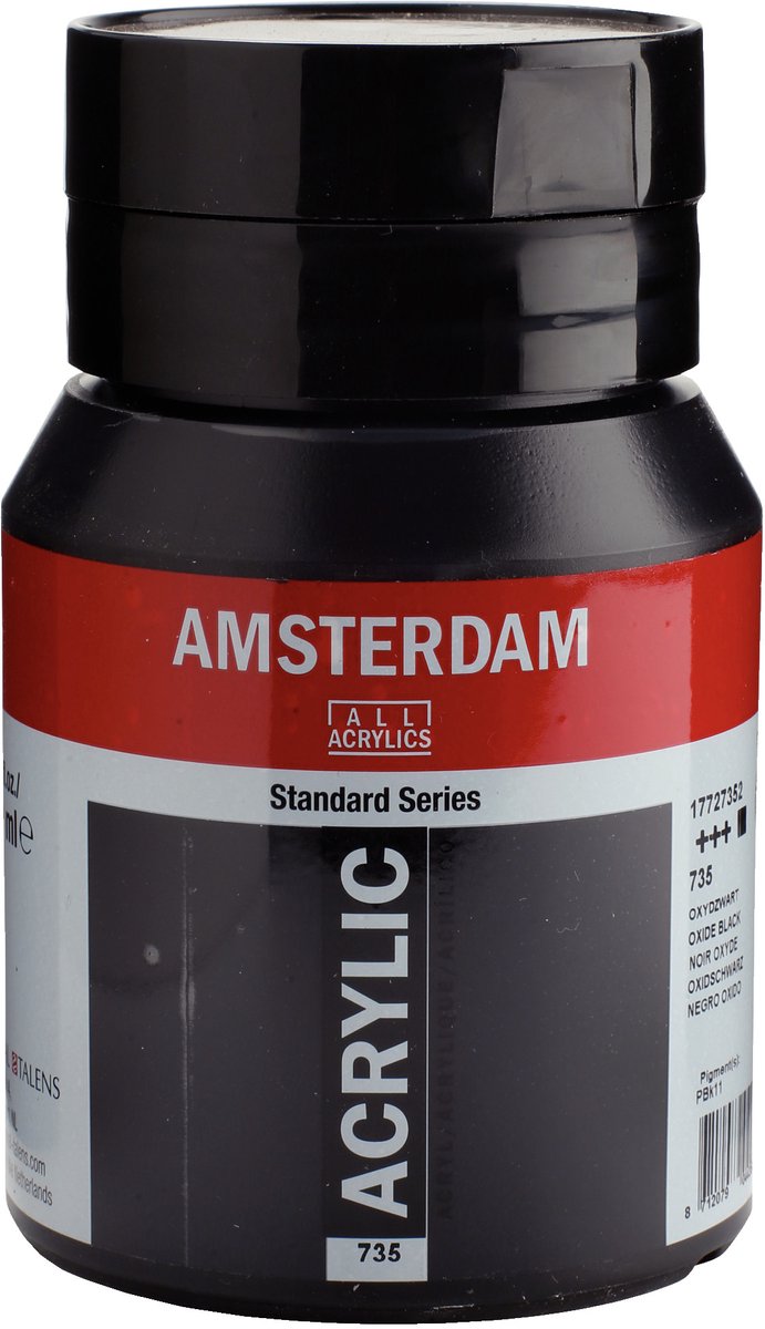 Amsterdam standard series acrylverf pot 500 ml oxydzwart 735