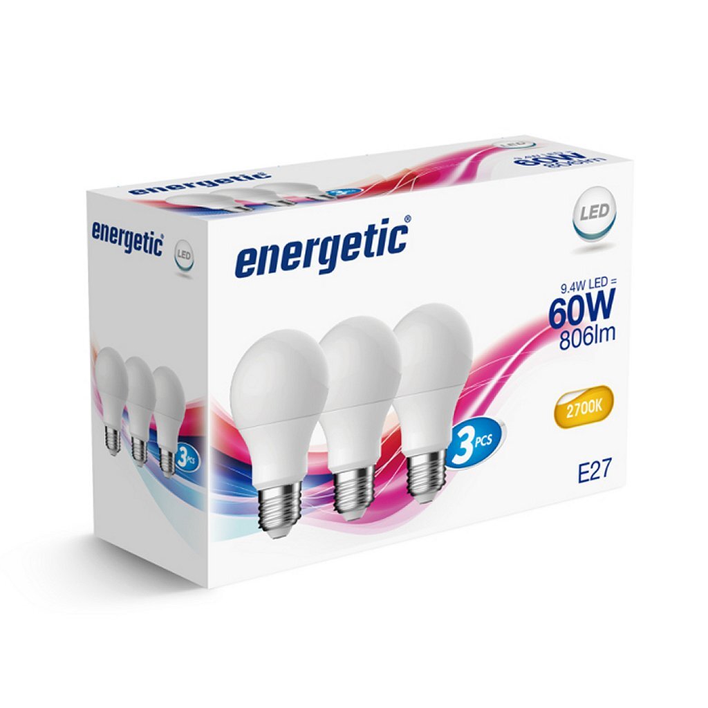 Lampes à ampoule LED énergiques E27 60W 3 pièces