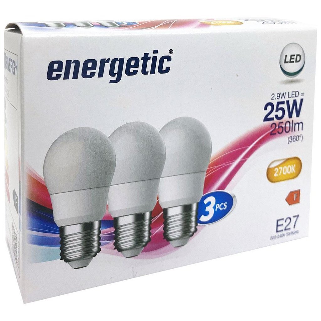 Ampoules LED Energetic boule E27 25W blanc mat 3 pièces