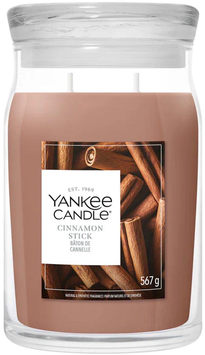 Bougie Yankee - bougie parfumée en grand pot en bâton de cannelle - 90 heures de combustion - deux mèches