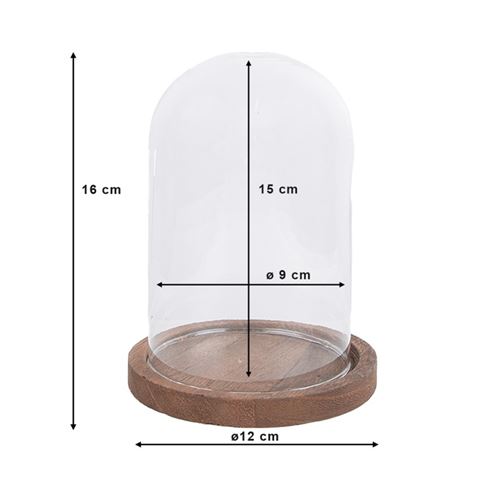 Clayre eef 6gl1944 cloche transparente 12x16 cm