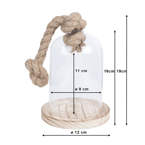 Clayre eef 6gl2220 cloche transparente 12x19 cm