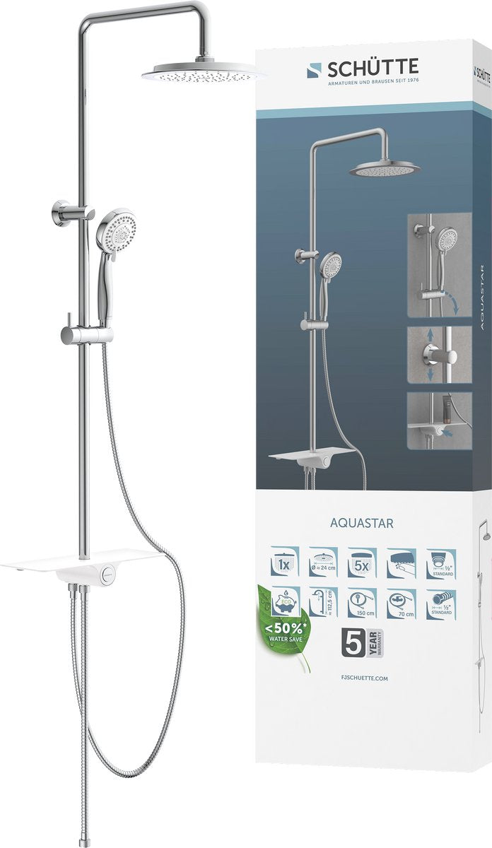 Ensemble de douche de pluie Schütte avec plateau aquastar blanc et chrome -colored