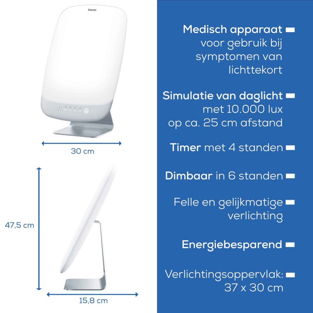 Beurer Lampe de luminothérapie Beurer TL95 10 000 Lux 30x37 cm argent blanc