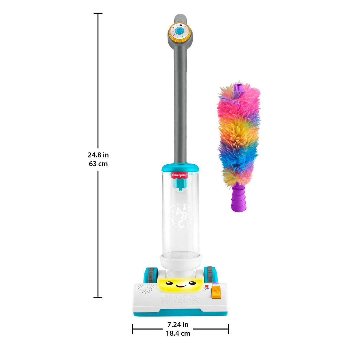 Aspirateur 2 en 1 amusant et éducatif de Fisher-Price avec pelle à poussière, lumières et musique
