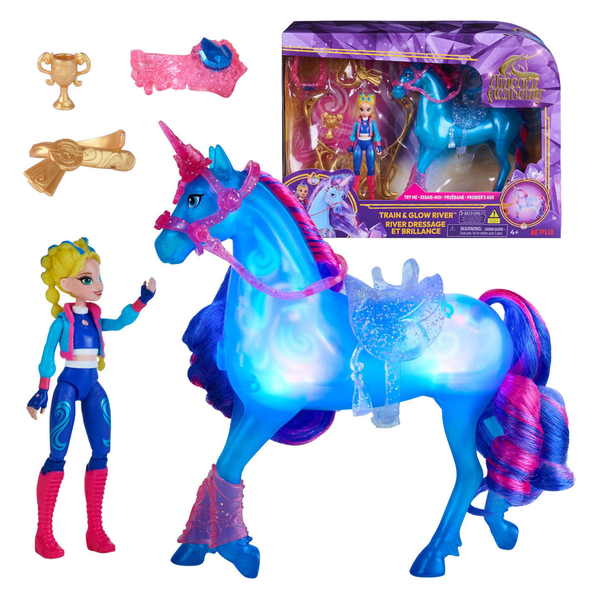 Train de l'académie de la Licorne et rivière lumineuse