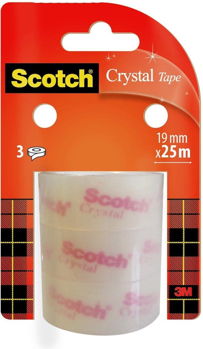 Ruban adhésif transparent Scotch ®, recharges, 19 mm x 25 m, 3 rouleaux