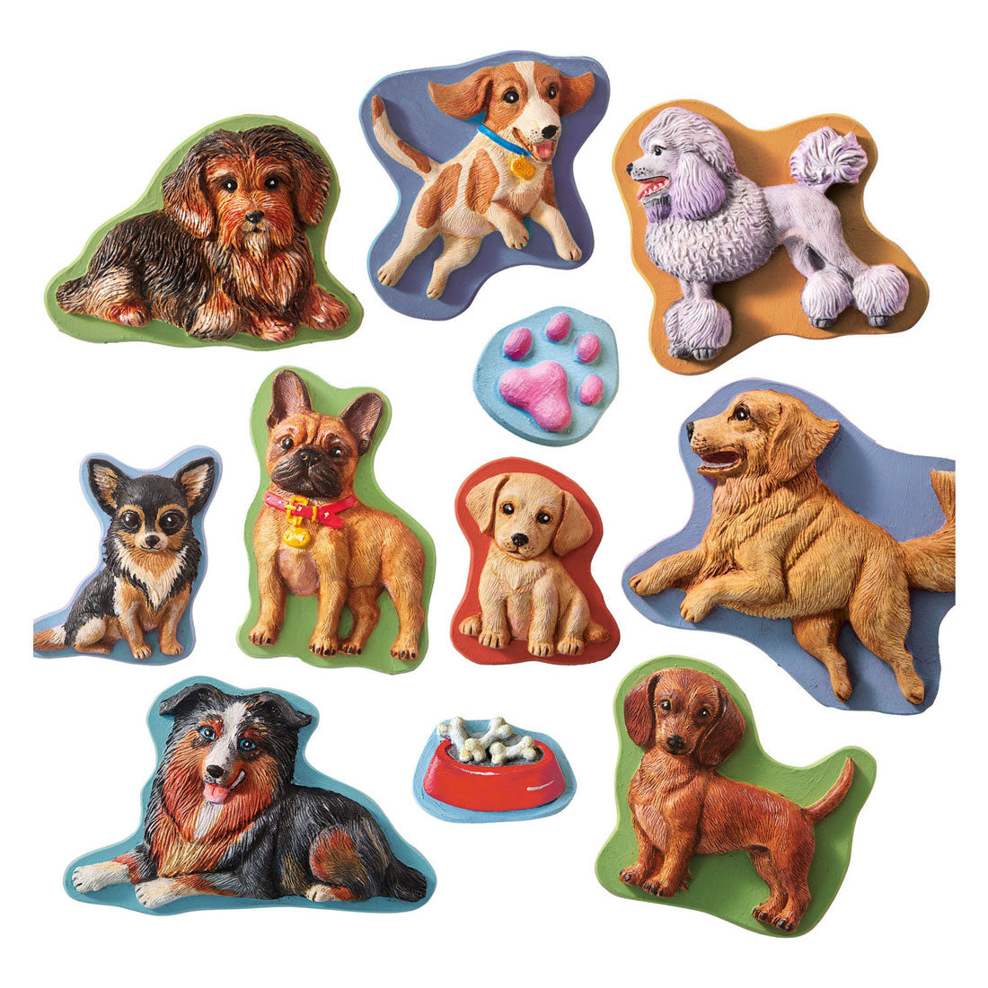Ses creative - moulage et peinture - chiens - moulage en plâtre - comprenant moule, plâtre, 6 couleurs de peinture, pinceau et spatule - bricolage pour enfants à partir de 5 ans