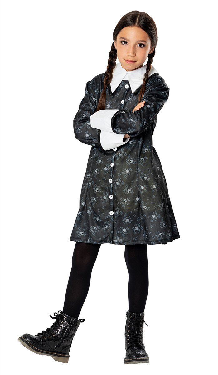 Rubies - costume de films d'horreur - rentrée scolaire du mercredi Addams - fille - noir - taille 128 - halloween - déguisement