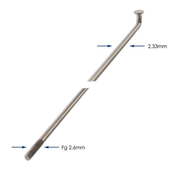 Rayons Buzaglo 286-13 alpina raggi ø2,33mm fg 2,6 - acier inoxydable (144 pièces)