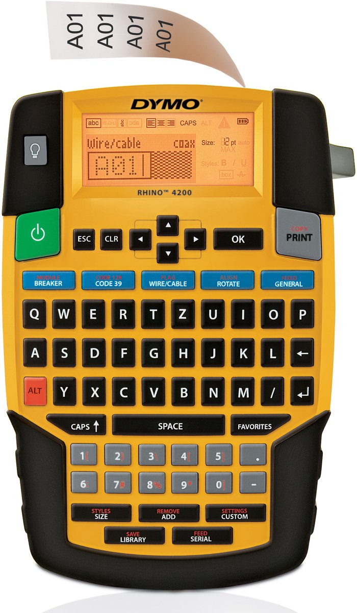 Étiqueteuse industrielle portable Dymo rhino 4200 | clavier qwertz | imprimante d'étiquettes compacte et rapide pour les professionnels qui voyagent beaucoup