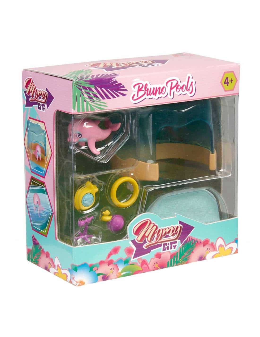 Famosa mymy city - figurine Bruno le dauphin et accessoires piscine