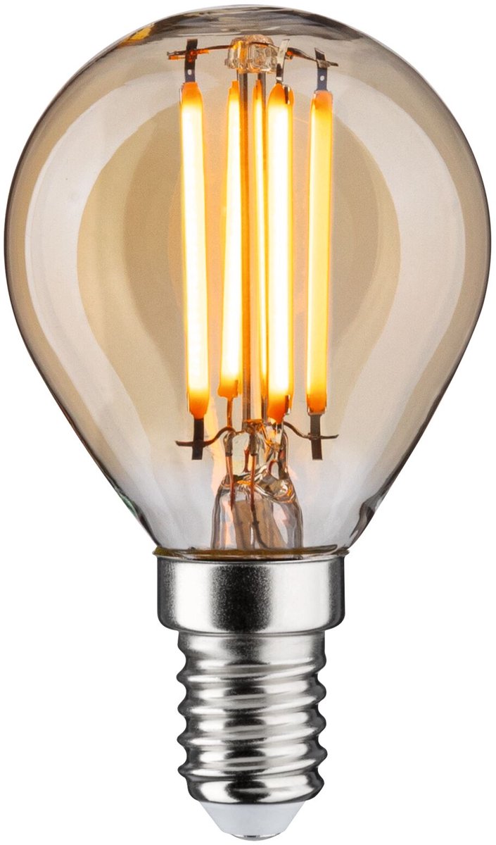 Paulmann 1879 Lampe boule LED à filament 230 V, 3 niveaux de luminosité, E14, 3 niveaux de luminosité, 450 lm, 4,9 W, 1 800 K, intensité variable, doré