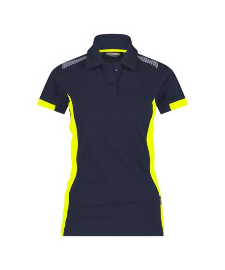 Dassy polo veracruz femme bleu nuit jaune fluo s