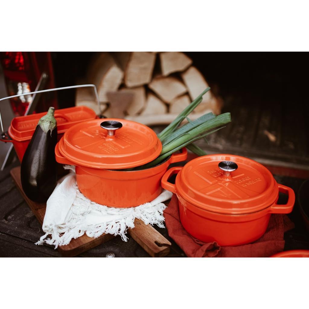 Solinger le moulin à vent poêle en fonte premium 2,5l émail orange