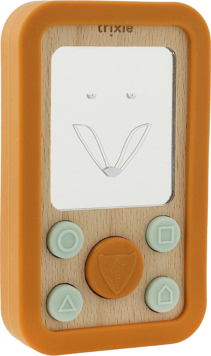 Trixie baby phone en bois avec silicone - mr. renard - premier jouet pour bébé - cadeau maternité - bébé