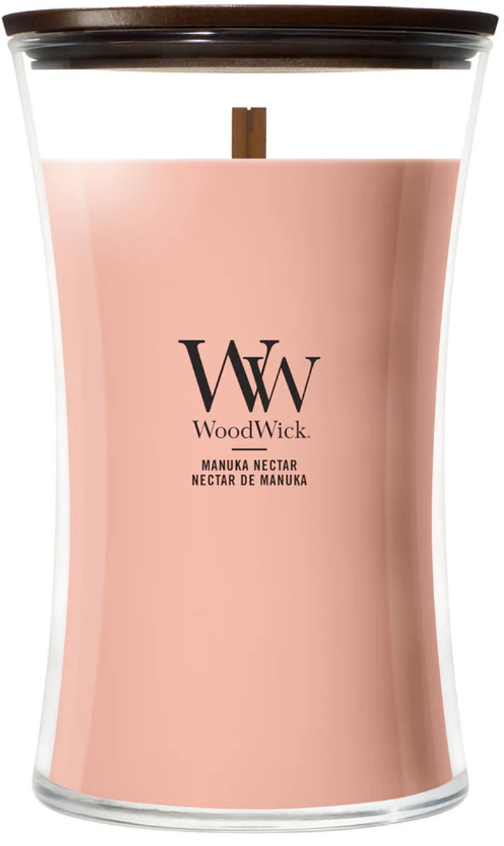 Grande bougie parfumée Woodwick hourglass - nectar de manuka - 130 heures de combustion
