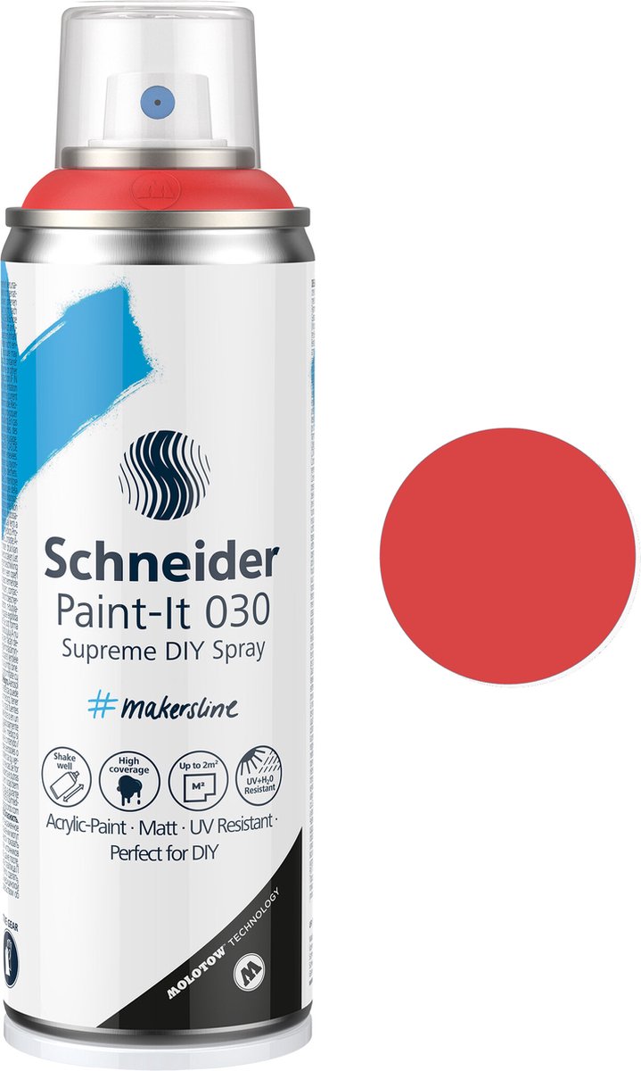Schneider papeterie Schneider peinture en aérosol - paint-it 030 - peinture en aérosol bricolage - peinture acrylique - 200 ml - rouge - s-ml03050124