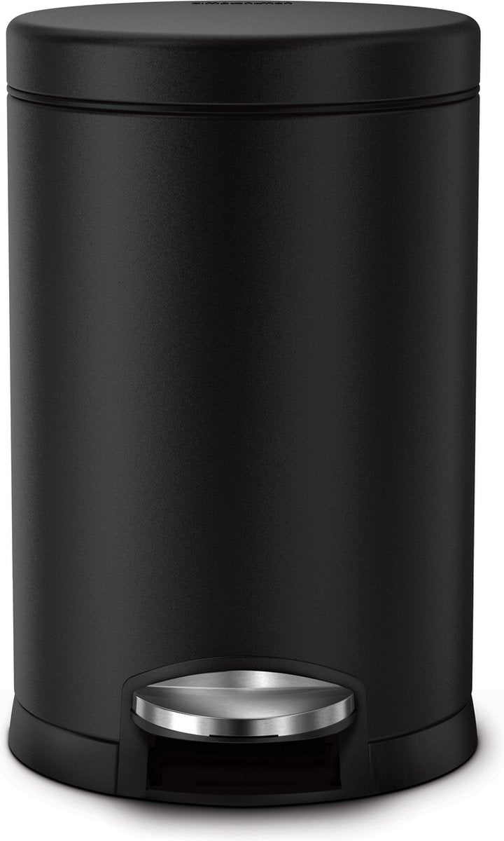 Poubelle Simplehuman ronde 4,5 l - noir - acier inoxydable