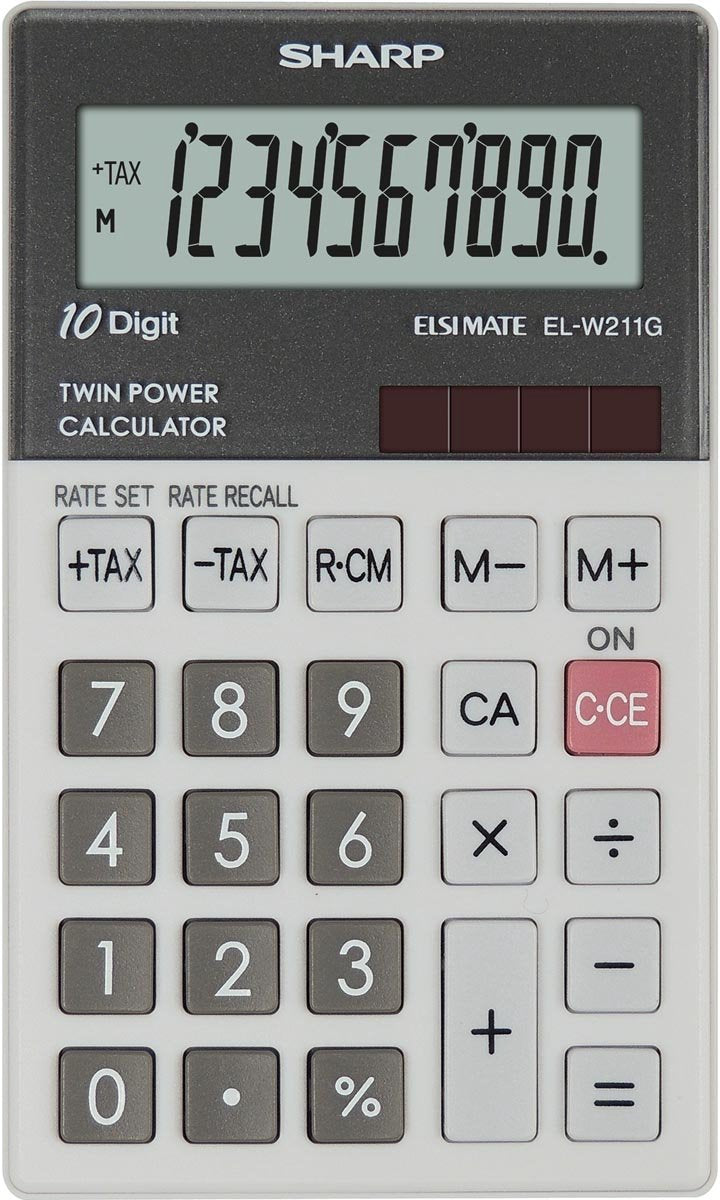 Calculatrice Sharp - elw211ggy - grise - 10 chiffres - 1x pile cr2016 - sh-elw211ggy
