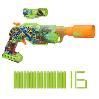 Nerf zombie foreur - blaster, 16 fléchettes d'élite