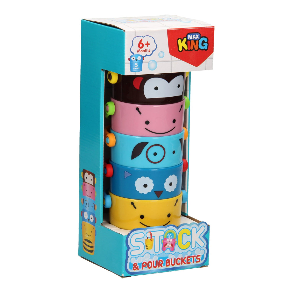 Pile de tasses de bain et seaux de bain pour animaux, 5 pièces.
