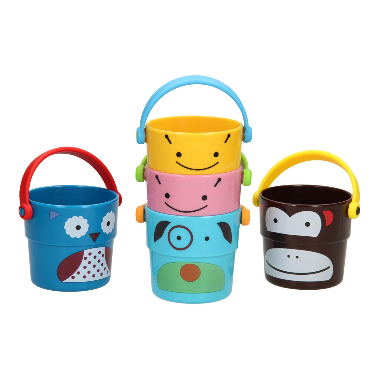 Pile de tasses de bain et seaux de bain pour animaux, 5 pièces.