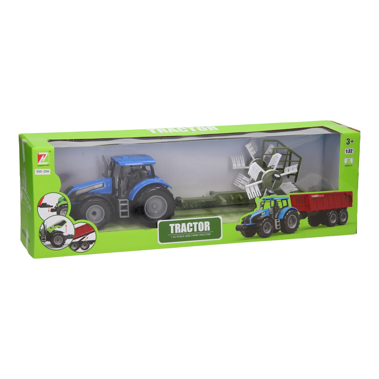 Tracteur avec faneuse à foin 1:32
