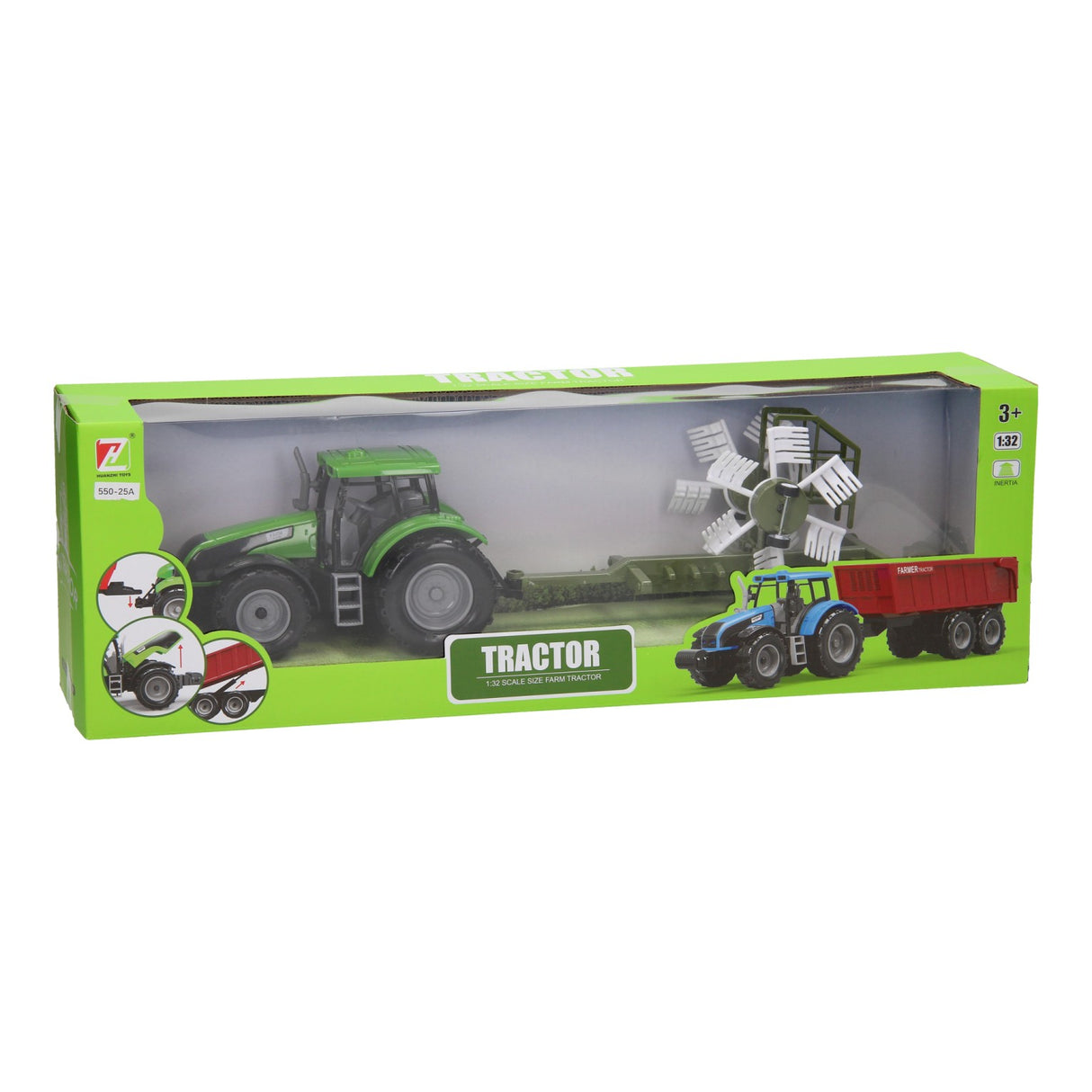 Tracteur avec faneuse à foin 1:32