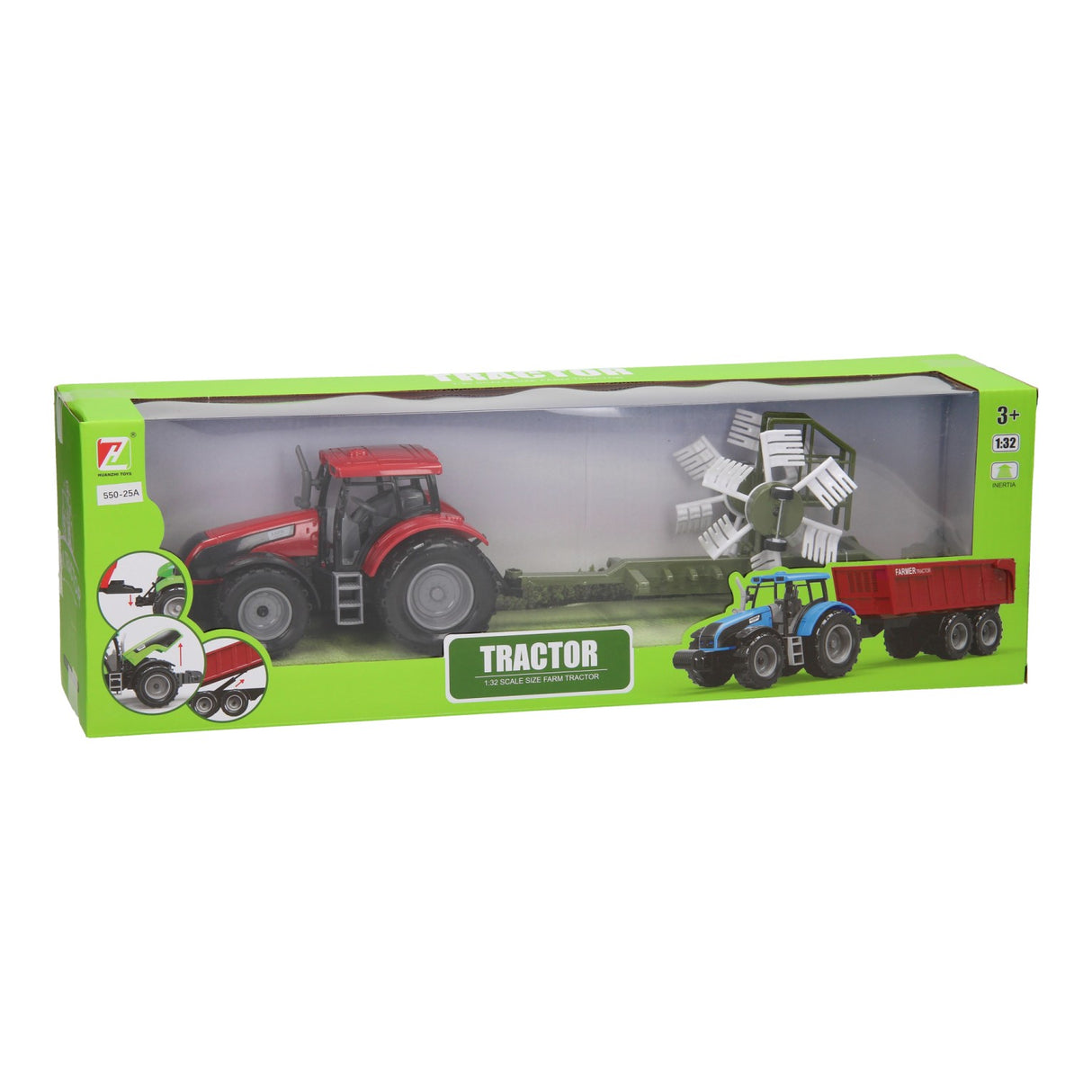 Tracteur avec faneuse à foin 1:32