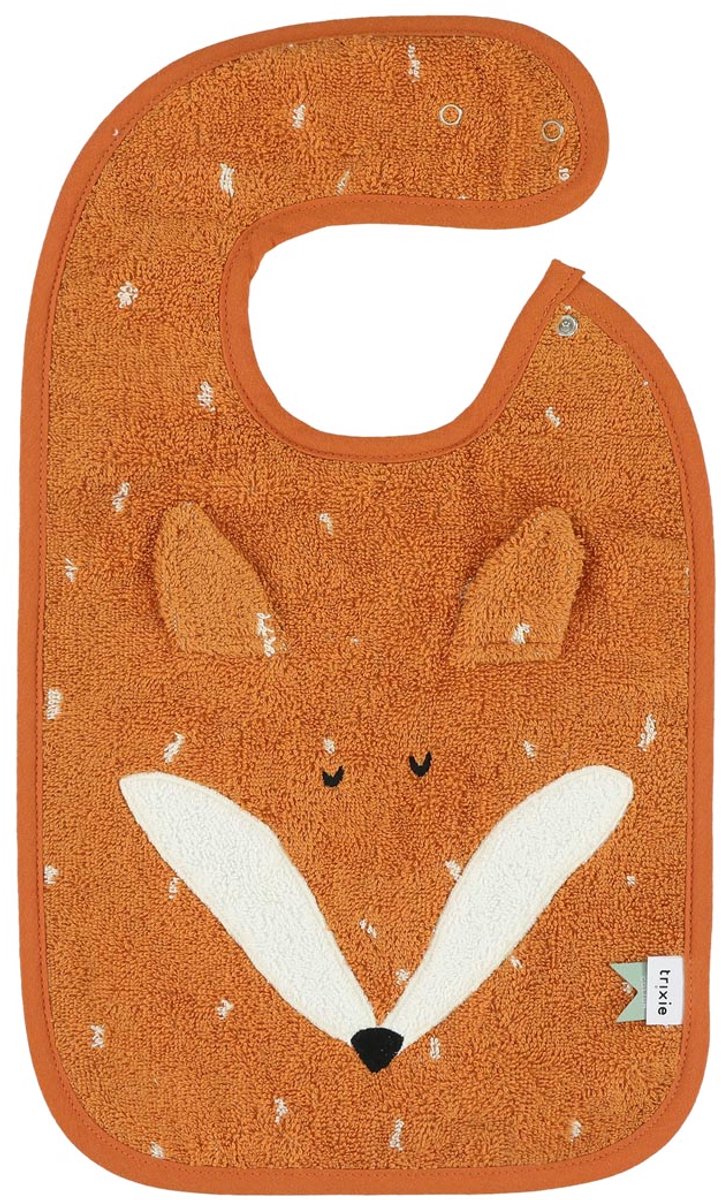 Bavoir Trixie - mr. renard - tissu éponge doux - 100% coton biologique - avec boutons-pression - orange