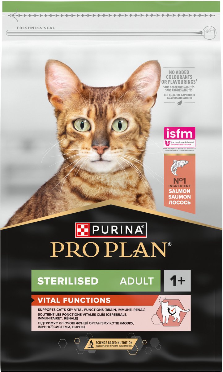 Pro plan fonctions vitales adultes stérilisées - nourriture sèche pour chat - saumon - 10 kg
