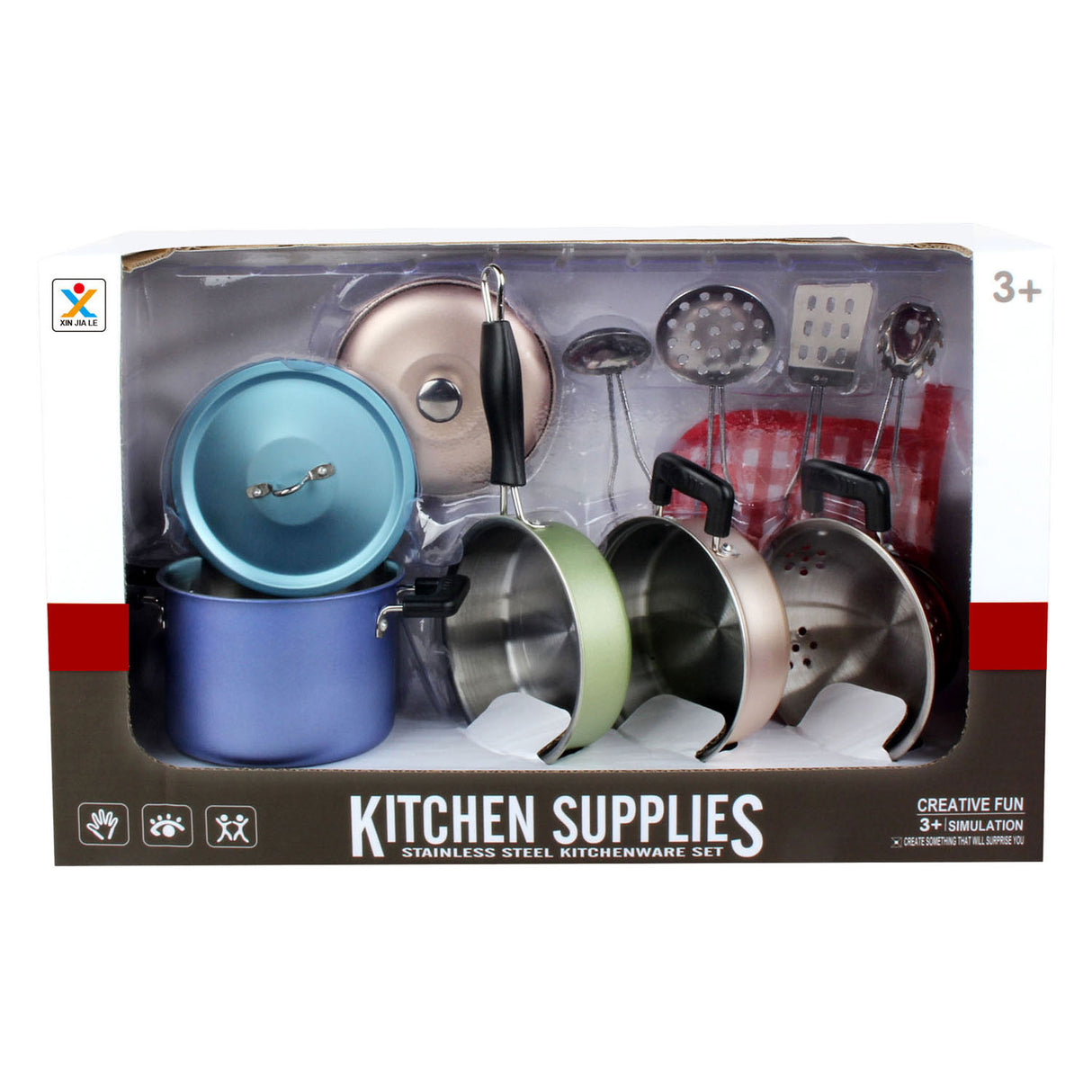 Set de casseroles en acier inoxydable avec accessoires, 11 pièces.