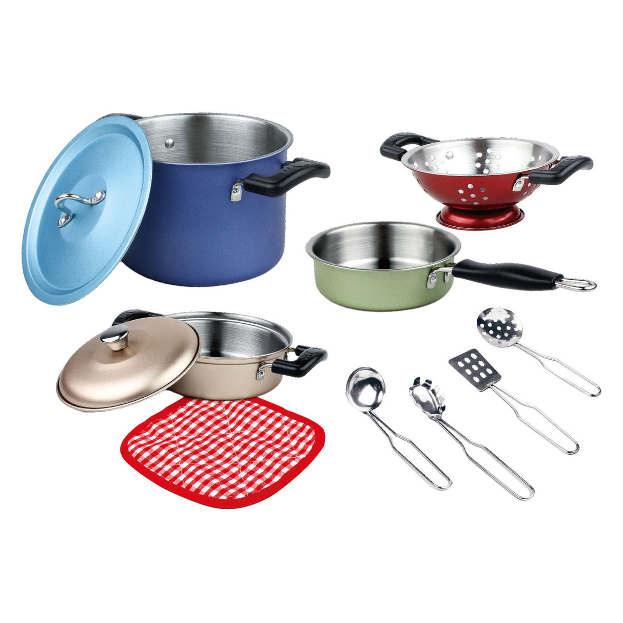 Set de casseroles en acier inoxydable avec accessoires, 11 pièces.