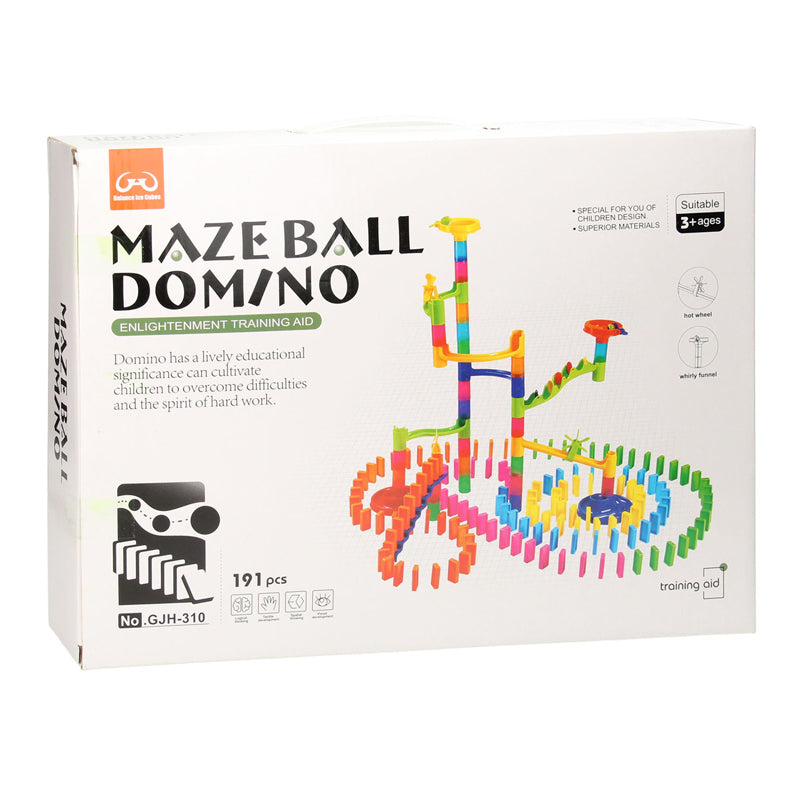 Jeu de dominos avec piste de billes, 191 pièces.