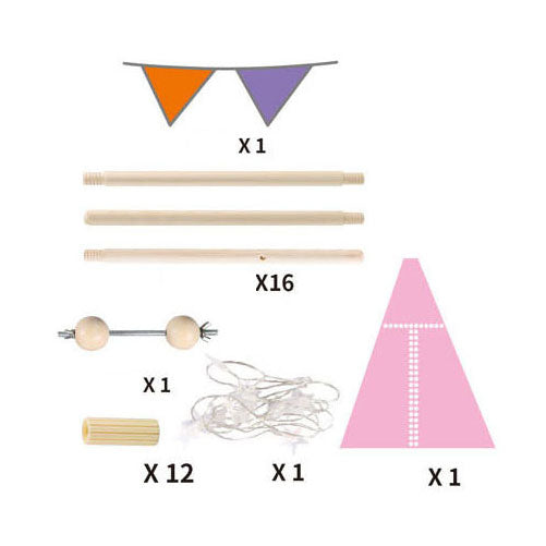 Tente tipi de luxe rose avec lumières, 128 cm
