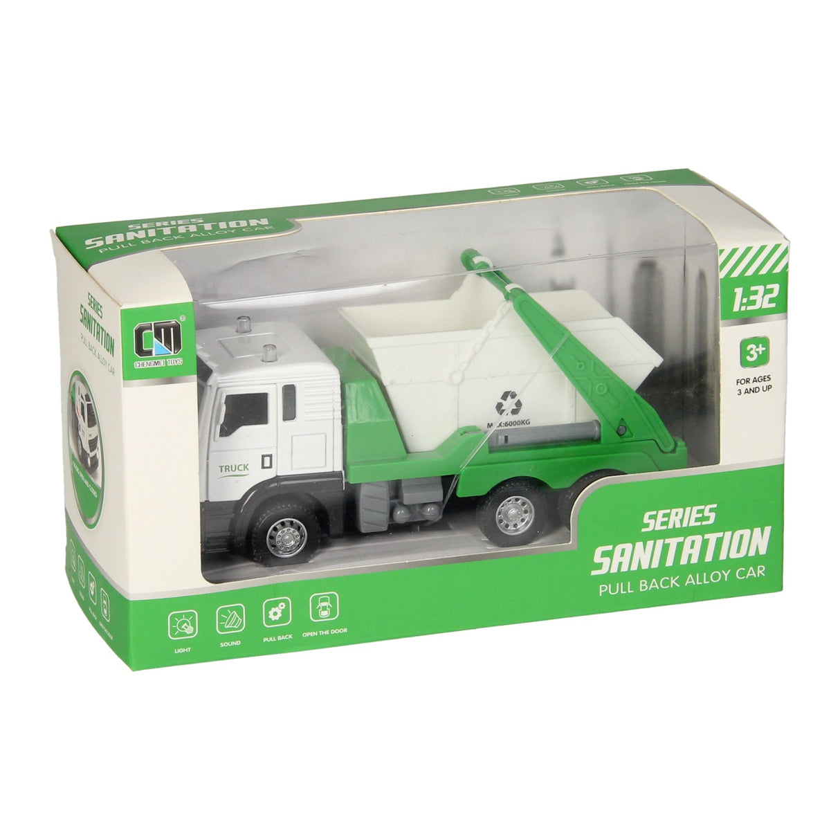 Camion avec son lumineux de conteneur à déchets