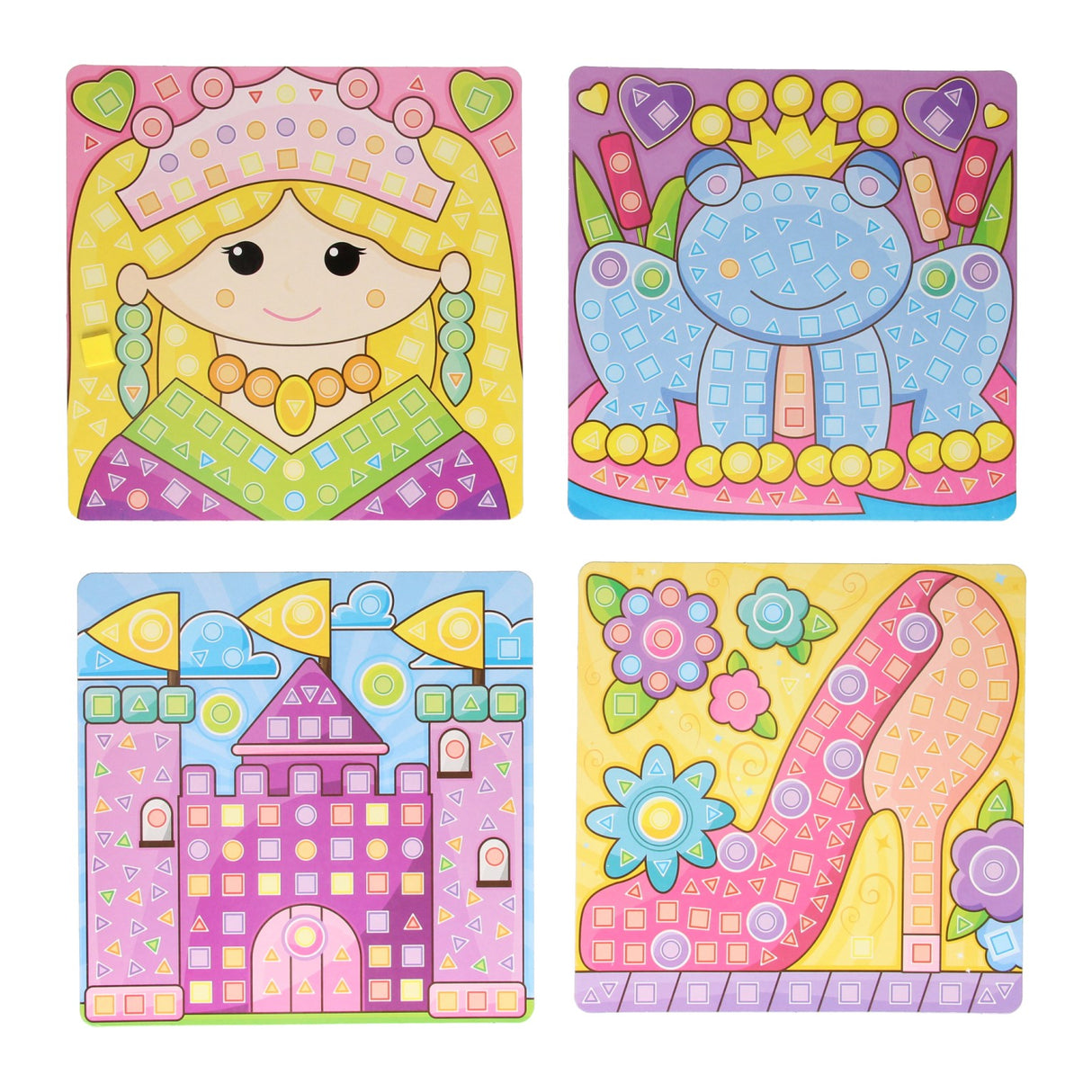 Réalisation d'un set artisanal princesse mosaïque, 4 assiettes