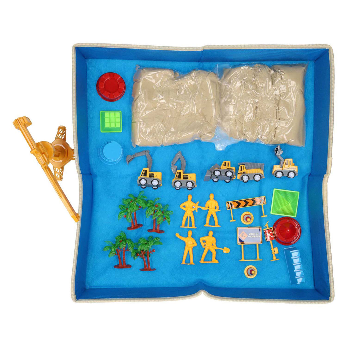 Jouer au chantier de construction de sable avec tapis de jeu
