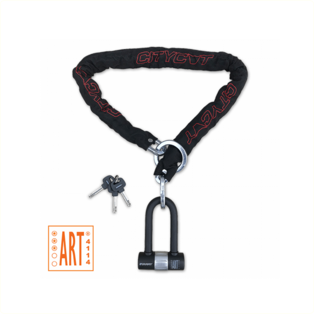 Citycat chaîne étoilée antivol art*** 120 x 10mm. avec barillet et mini antivol en U