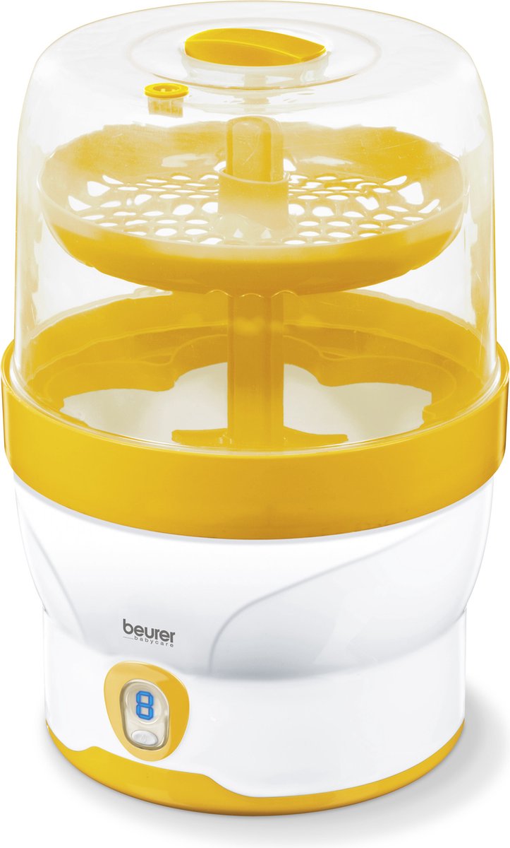 Stérilisateur de bouteilles Beurer by 76 - électrique - vapeur - affichage LED - compte à rebours avec signal optique et acoustique - jusqu'à 6 bouteilles en même temps - arrêt automatique - incl. pince et verre doseur - garantie 3 ans