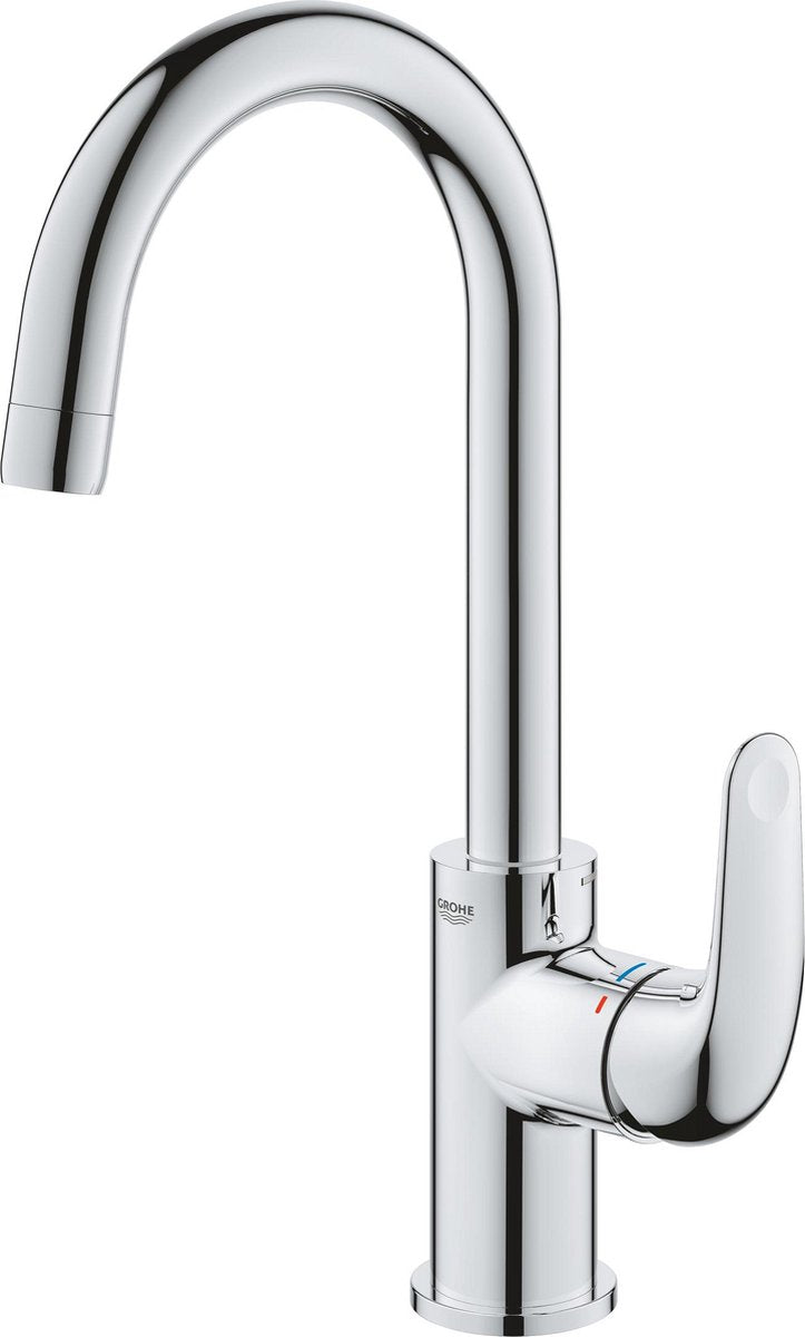 Mitigeur monocommande Grohe quickfix Swift avec bec pivotant et garniture de vidage - taille L - économie d'énergie et d'eau - chrome